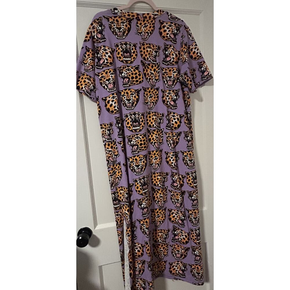 Nooworks Jersey Cheetah Head Maxi Dress Rare XL Made USA Punk Pinup Maximalist - Picture 5 of 12